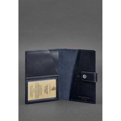 Натуральная кожаная обложка для паспорта 5.0 (с окошком) темно-синяя Краст Blanknote BN-OP-5-navy-blue