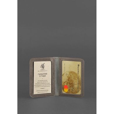 Натуральная кожаная обложка для ID-паспорта и водительских прав 4.1 темно-бежевая с гербом Blanknote BN-KK-4-1-beige