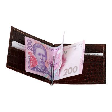Портмоне - Затискач для купюр шкіряне Vip Collection 001-С Коричневе 001.B.CROC