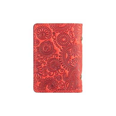 Дизайнерская обложка-органайзер для ID паспорта / карт с художественным тиснением "Mehendi Art", красного цвета