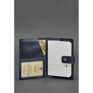 Натуральная кожаная обложка для паспорта 5.0 (с окошком) темно-синяя Краст Blanknote BN-OP-5-navy-blue