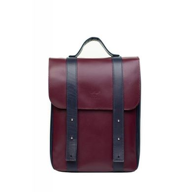 Натуральный кожаный рюкзак 13" бордово-синий Blanknote TW-BagBack-13-wine-blue-ksr