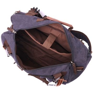 Великий рюкзак-трансформер у стилі мілітарі із щільного текстилю Vintage 22157 Чорний