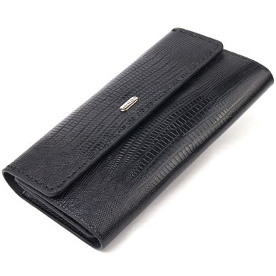Фактурний місткий жіночий гаманець з натуральної шкіри CANPELLINI 21664 Чорний