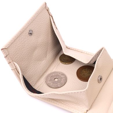 Маленький женский кошелек с монетницей из натуральной кожи KARYA 21377 Молочный