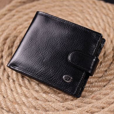 Мужской бумажник из натуральной гладкой кожи в два сложения ST Leather 19409 Черный