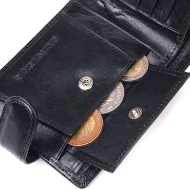 Мужской бумажник из натуральной гладкой кожи в два сложения ST Leather 19409 Черный