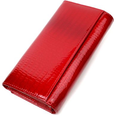 Отменный женский лакированный кошелек из натуральной кожи Vintage sale_15025 Красный