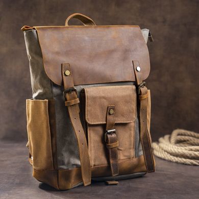Зручний рюкзак з кишенями canvas Vintage 20111 Сірий