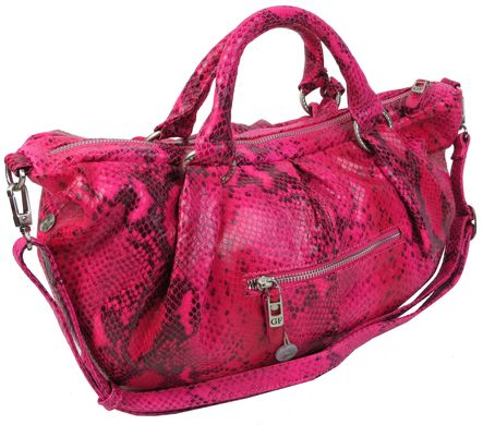 Женская сумка из натуральной кожи под рептилию Giorgio Ferretti розовая