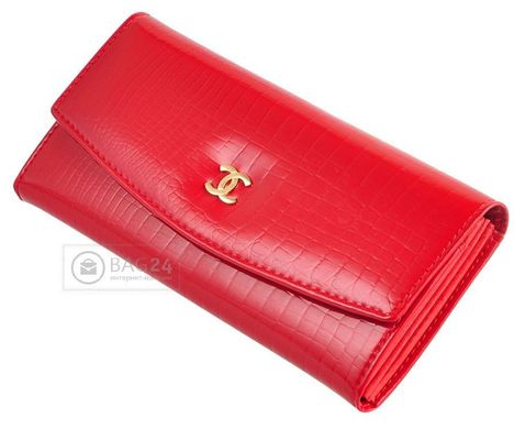 Яркий кожаный женский кошелек Chanel, Красный