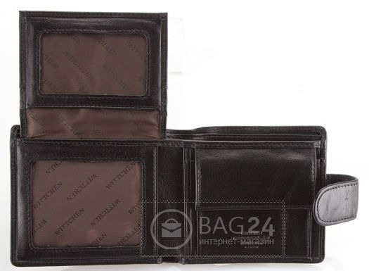 Стильный мужской бумажник из кожи WITTCHEN 10-1-121-1, Черный