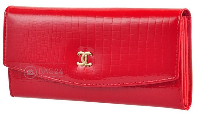 Яркий кожаный женский кошелек Chanel, Красный