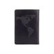 Дизайнерська шкіряна обкладинка для паспорта чорного кольору, колекція "World Map"