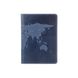 Дизайнерська шкіряна обкладинка для паспорта з відділенням для карт блакитного кольору, колекція "World Map"