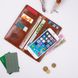 Ергономічний гаманець з глянсової шкіри бурштинового кольору на 14 карт з авторським художнім тисненням "Let's Go Travel"