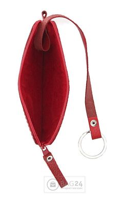 Шкіряна ключниця червоного кольору Handmade 00202