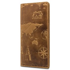 Красивый рыжий кожаный бумажник, коллекция "7 wonders of the world"