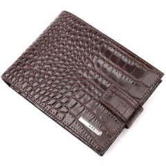 Класичний чоловічий гаманець із натуральної шкіри з тисненням під крокодила KARYA 21199 Коричневий