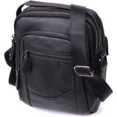 Чоловіча сумка середнього розміру через плече з натуральної шкіри Vintage sale_15038 Чорний