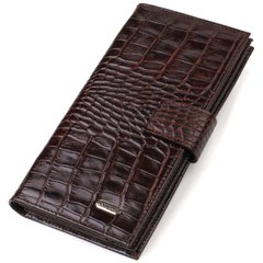 Стильний гаманець для чоловіків з натуральної шкіри з тисненням під крокодила CANPELLINI 21915 Коричневий