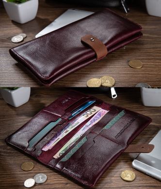 Оригінальний гаманець на кобурною гвинті, з натуральної шкіри темно фіолетового кольору