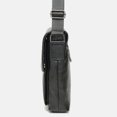 Чоловіча сумка через плече Keizer K11278-black натуральна шкіра вертикальний формат середнього розміру для документів