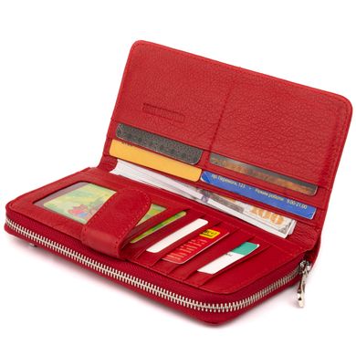 Вертикальный вместительный кошелек из кожи женский ST Leather 19306 Красный