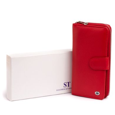 Вертикальний місткий гаманець зі шкіри жіночий ST Leather 19306 Червоний