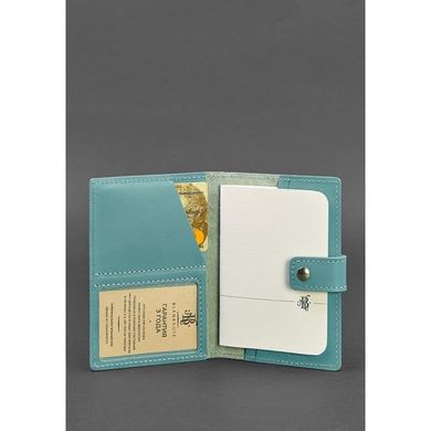Женская кожаная обложка для паспорта 5.0 (с окошком) бирюзовая Blanknote BN-OP-5-tiffany