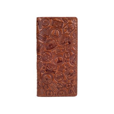 Красивый кожаный бумажник на 14 карт цвета глины, коллекция "Let's Go Travel"