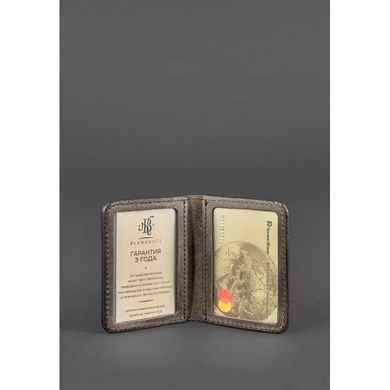 Натуральна шкіряна обкладинка для ID-паспорта та прав водія 4.1 темно-коричнева з гербом Blanknote BN-KK-4-1-o