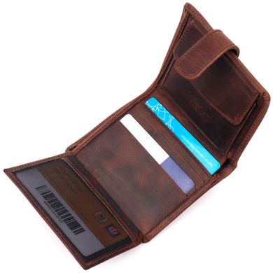 Компактний чоловічий гаманець із добротної вінтажної шкіри KARYA 21328 Коричневий
