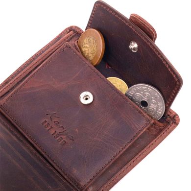Компактний чоловічий гаманець із добротної вінтажної шкіри KARYA 21328 Коричневий