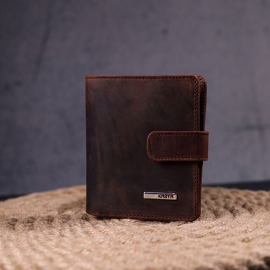 Компактный мужской бумажник из добротной винтажной кожи KARYA 21328 Коричневый