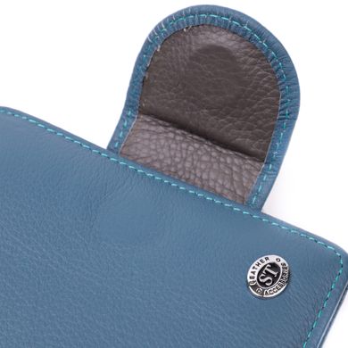 Красиве шкіряне портмоне з монетницею зовні для стильних жінок ST Leather 19457 Бірюзовий