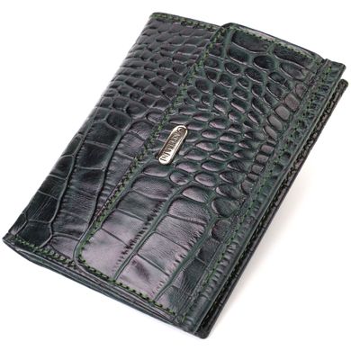 Гарний гаманець для жінок середнього розміру з натуральної шкіри з тисненням під крокодила CANPELLINI 21815 Зелений