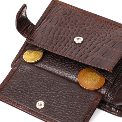 Чоловічий фактурний горизонтальний гаманець з натуральної шкіри з тисненням під крокодила Tony Bellucci 22043 Коричневий
