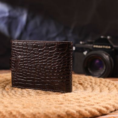 Оригінальний чоловічий гаманець із натуральної фактурної шкіри CANPELLINI 21513 Коричневий