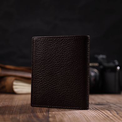 Стильный мужской бумажник небольшого размера из натуральной кожи BOND 21993 Коричневый