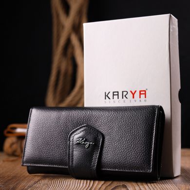 Стильный женский складной кошелек из натуральной кожи KARYA 21149 Черный