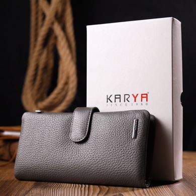Вертикальное женское портмоне из натуральной кожи KARYA 20999 Серый