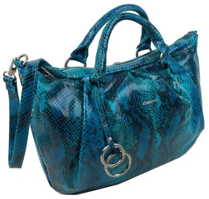 Жіноча сумка з натуральної шкіри під рептилію Giorgio Ferretti блакитна