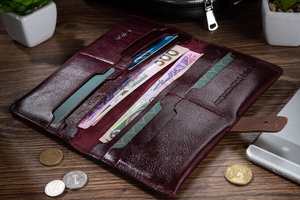 Оригінальний гаманець на кобурною гвинті, з натуральної шкіри темно фіолетового кольору