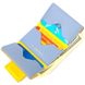 Компактне шкіряне портмоне в три додавання комбі двох кольорів Серце GRANDE PELLE 16730 Жовто-блакитне
