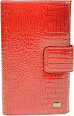 Зручний і місткий червоний жіночий гаманець з натуральної шкіри De Loris 10141