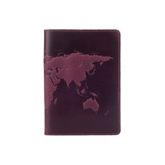 Фіолетова дизайнерська шкіряна обкладинка для паспорта з відділенням для карт, колекція "World Map"