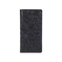 Оригінальний гаманець з глянцевої натуральної шкіри чорного кольору на 14 карт, колекція "Let's Go Travel"