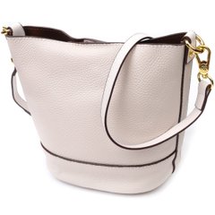 Компактная женская сумка с автономной косметичкой внутри из натуральной кожи Vintage 22365 Белая