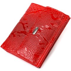Лакований гаманець для жінок середнього розміру з натуральної шкіри з тисненням під рептилію CANPELLINI 21816 Червоний